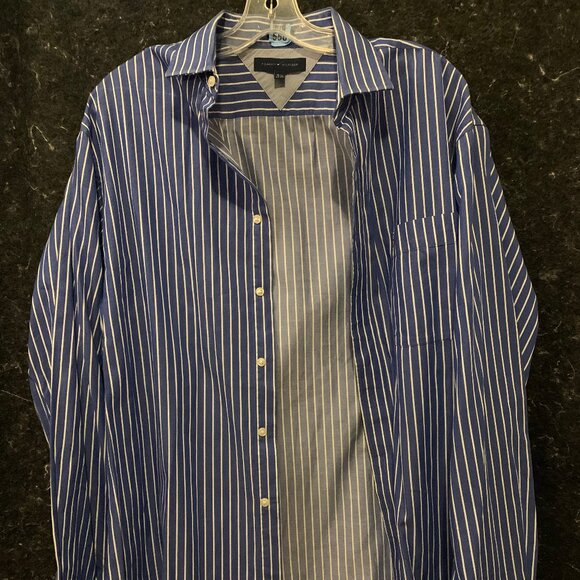Mens Blue Striped Tommy Hilfiger Dress / Casual Shirt - Picture 3 of 3